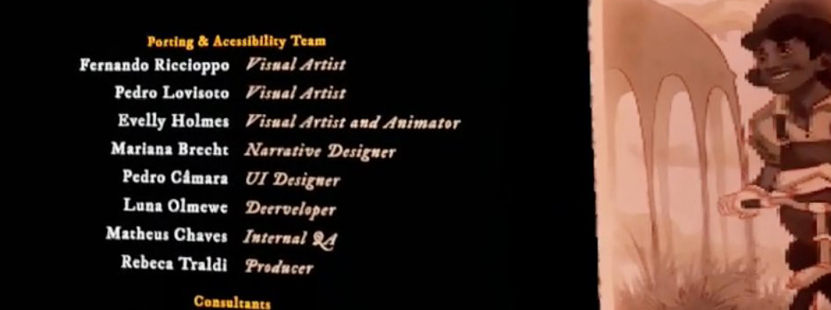 the credits scene of the game, seen in VR; the role for Luna Olmewe is stated as Deerveloper